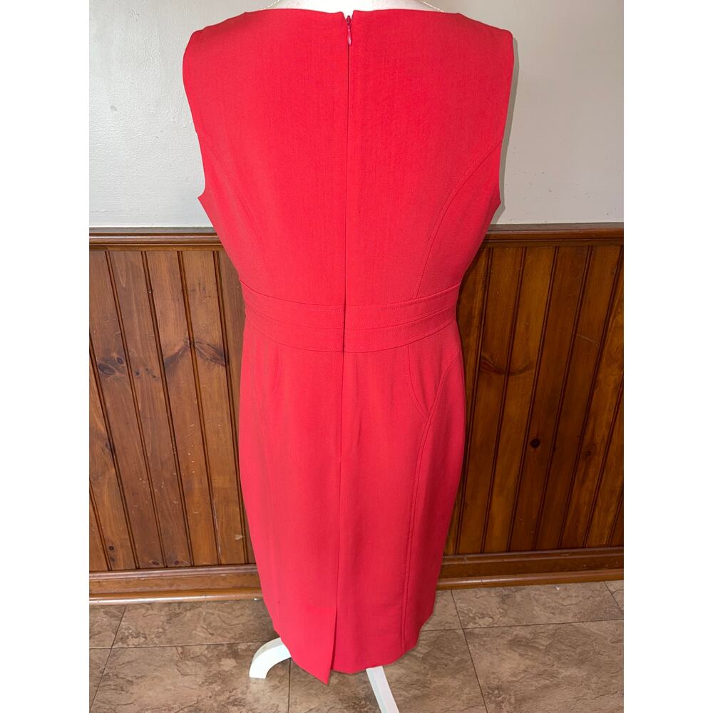 Womens Black Label by Evan Picone Red Coral Sleeveless Sheath Midi Dress 10 - Picture 4 of 8